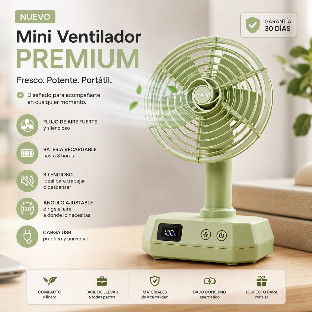 mini ventilador tipo retro recargable