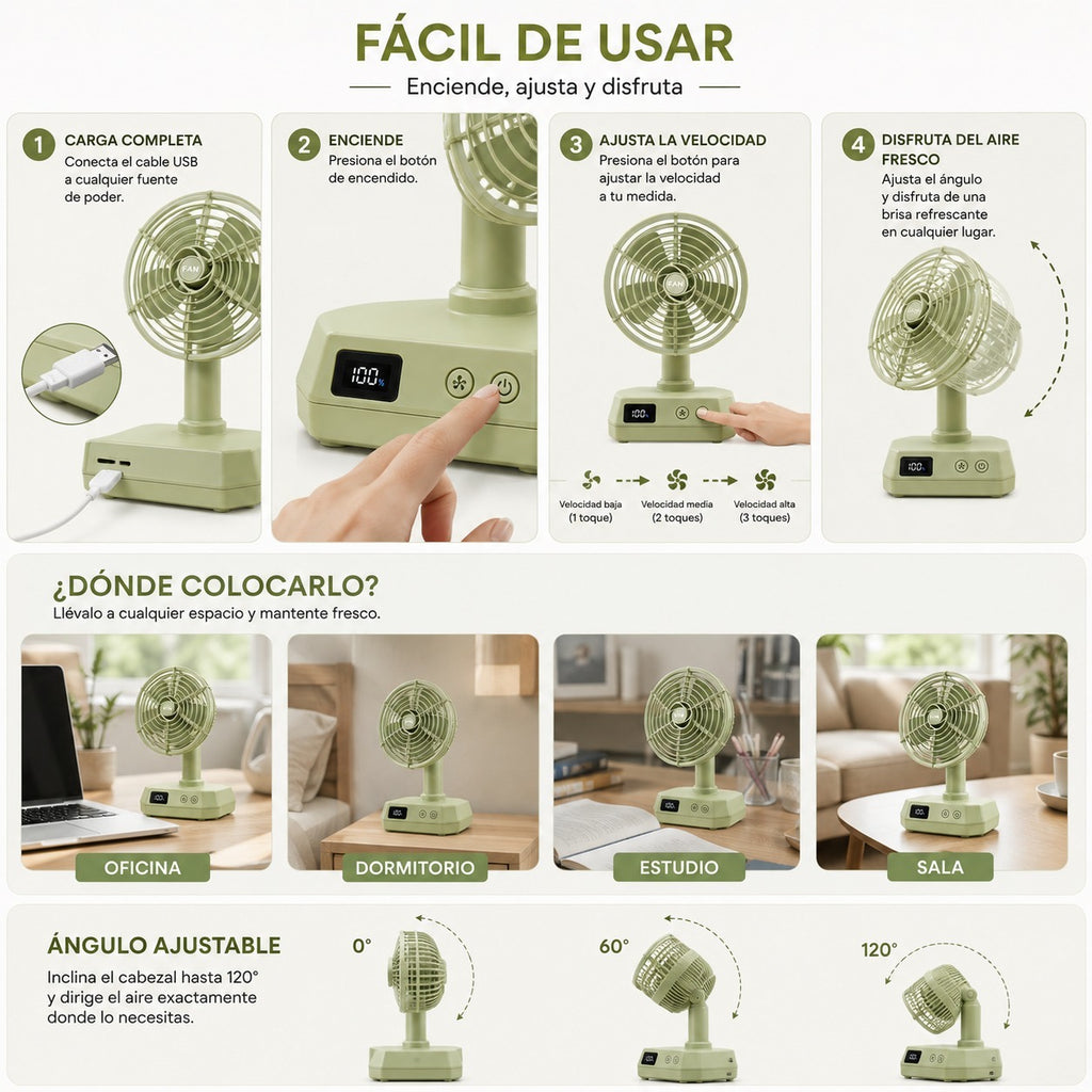 mini ventilador tipo retro recargable